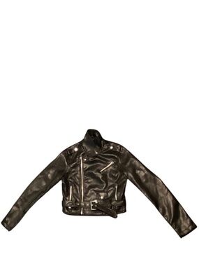 Stoosh Cropped Faux Leather Moto Biker Jacket.